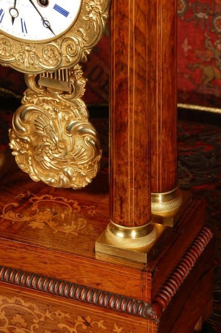 fig 3. Early Antique French Rosewood Portico Clock, French - Circa 1840.